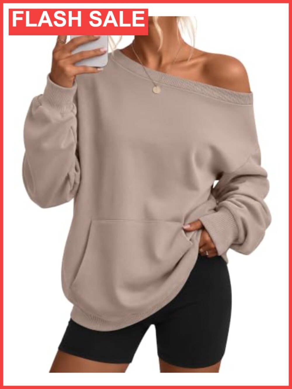 Oversized Off the Shoulder Sweatshirt French Terry Pullover Slouchy Top